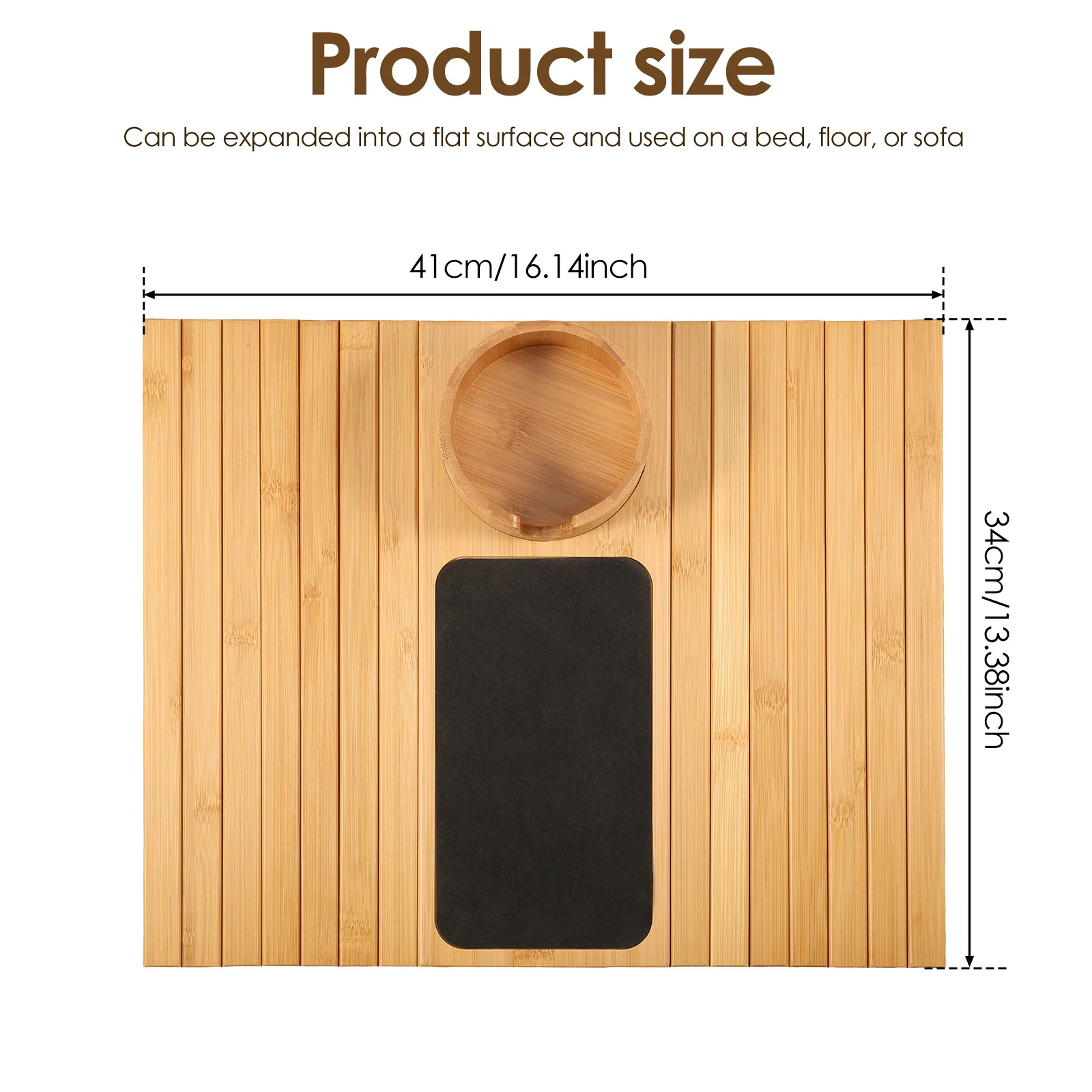 Bambusowa tacka na podłokietnik kanapy – uchwyt na kubek i organizer