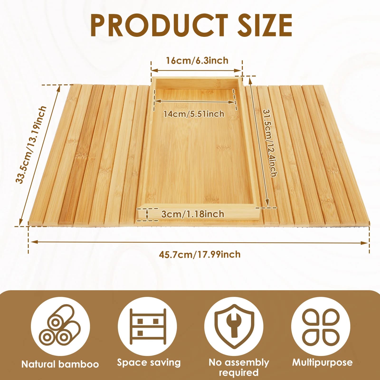 Bambusowa tacka na podłokietnik kanapy – uchwyt na kubek i organizer