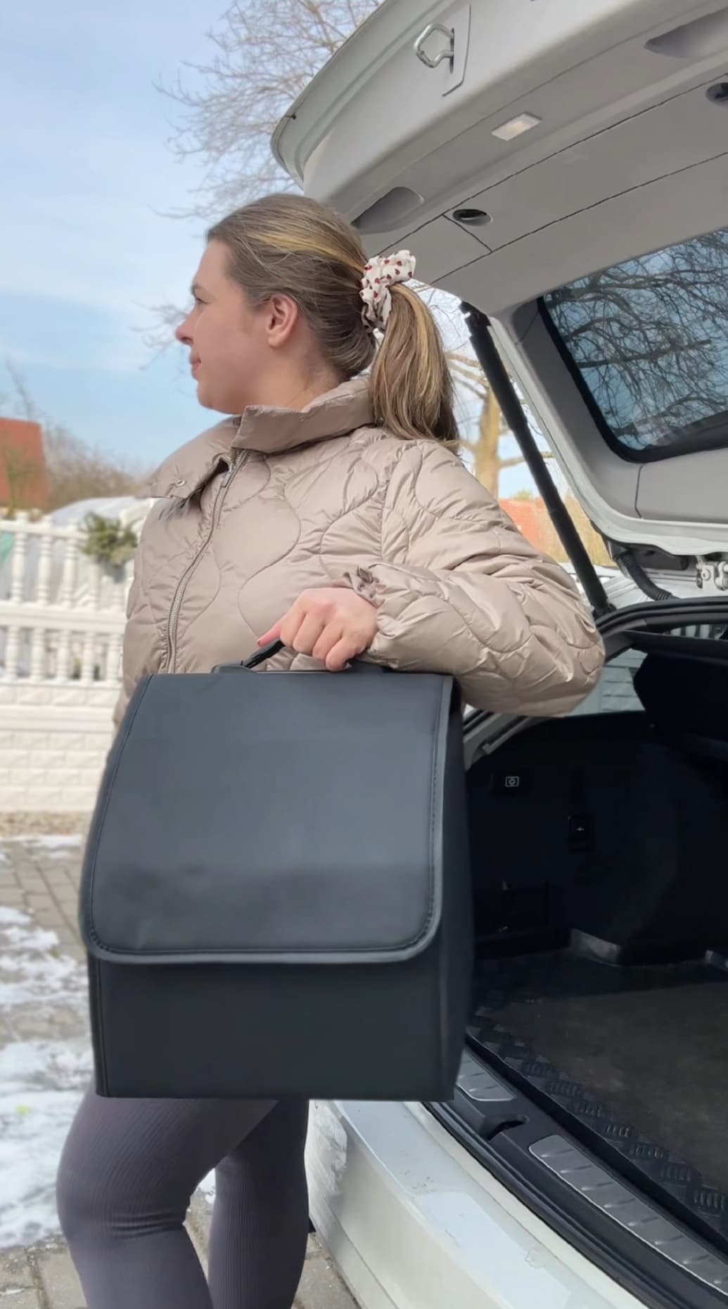 Składany organizer do bagażnika samochodu – pudełko z ekoskóry PU